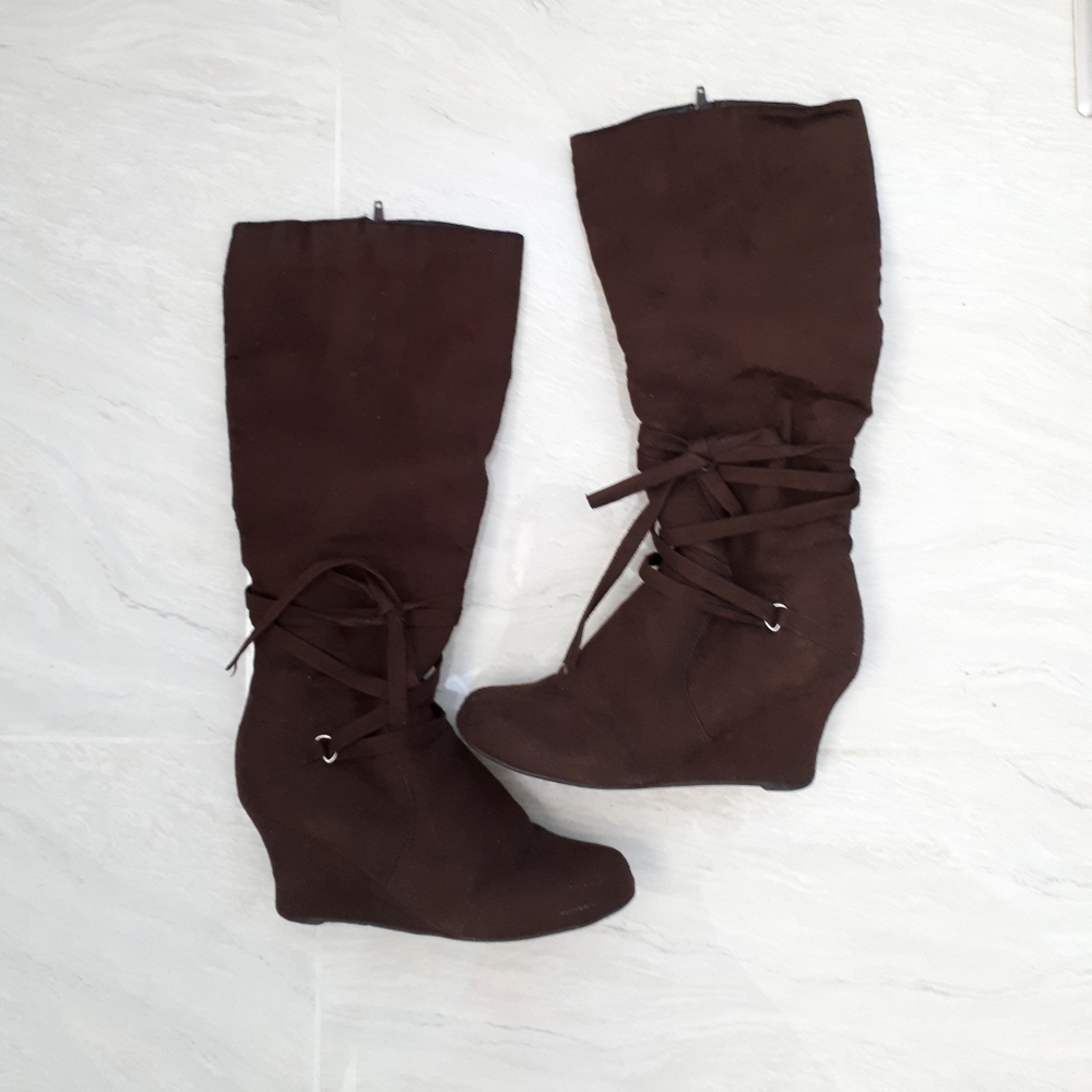 Spring faux suede boots